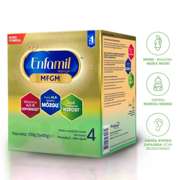 ENFAMIL 4 Premium MFGM Mleko modyfikowane (Dla Dzieci, Po 2 roku życia) 1200g