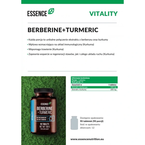 ESSENCE Nutrition Berberine + Tumeric (Berberyna, Kurkuma) 90 Tabletek