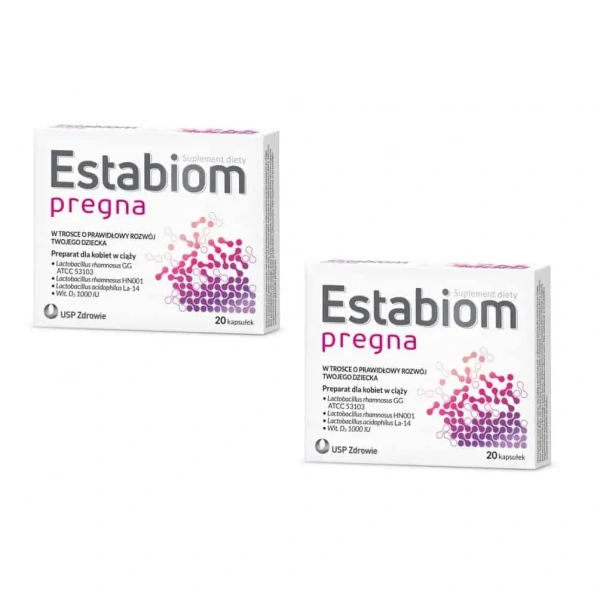 ESTABIOM Pregna (Probiotyk, Dba o mikrobiom Twojego dziecka) 2 x 20 Kapsułek