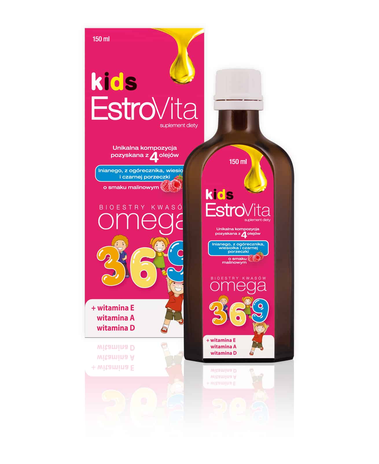 EstroVita Kids (Kwasy Omega dla Dzieci) 150ml Malina
