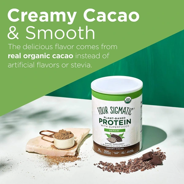 FOUR SIGMATIC Plant-Based Protein (Vegan protein with Adaptogens) 510g Creamy Cacao