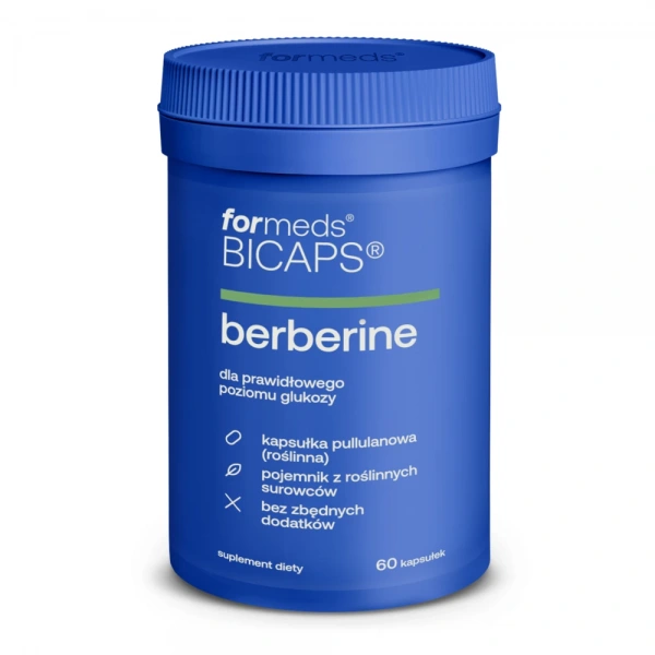 ForMeds Bicaps Berberine (Berberyna, Regulacja glukozy we krwi) 450mg 60 Kapsułek wegetariańskich