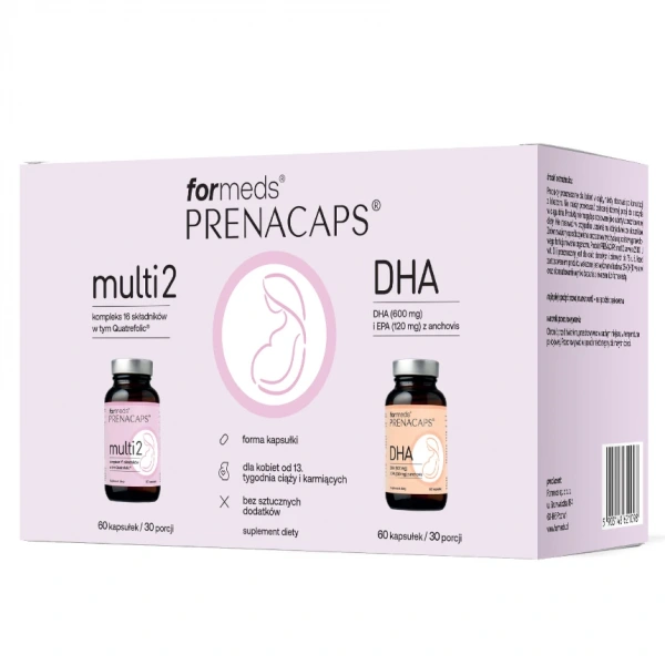 ForMeds PRENACAPS MULTI 2 + DHA (Kompleks dla Kobiet od 13. tygodnia ciąży) 60 Kapsułek
