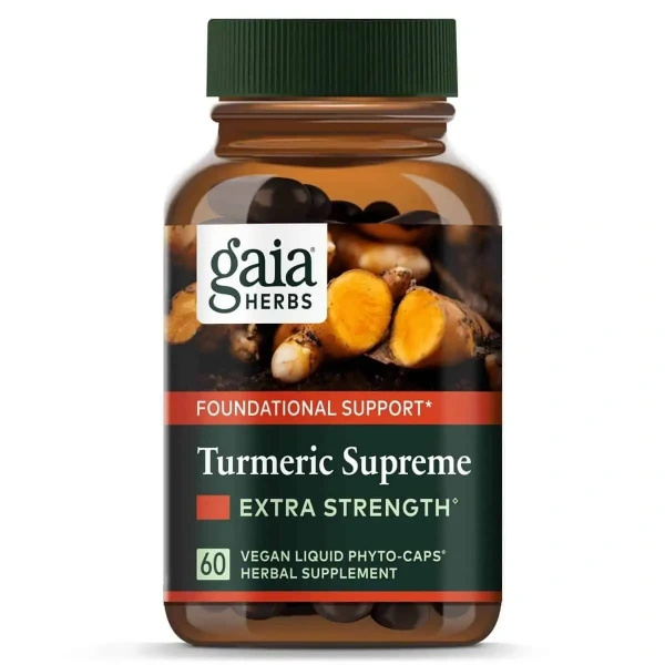 Gaia Herbs Turmeric Supreme Extra Strength (Kurkuma - Pomoc w Redukcji Stanów Zapalnych) 60 Kapsułek płynnych Vegan