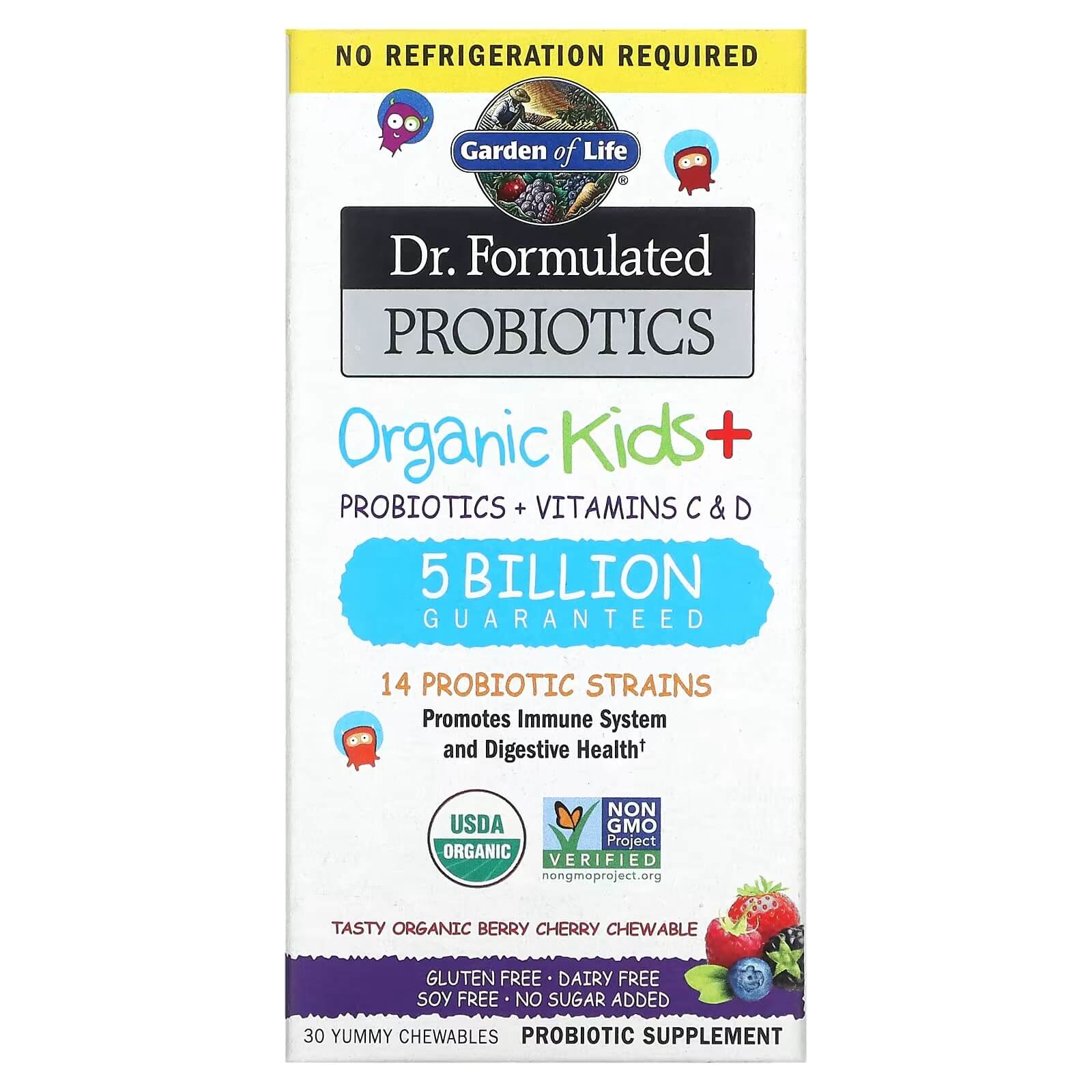 GARDEN OF LIFE Dr. Formulated Probiotics Organic Kids + 30 Tabletek do żucia Jagoda Wiśnia