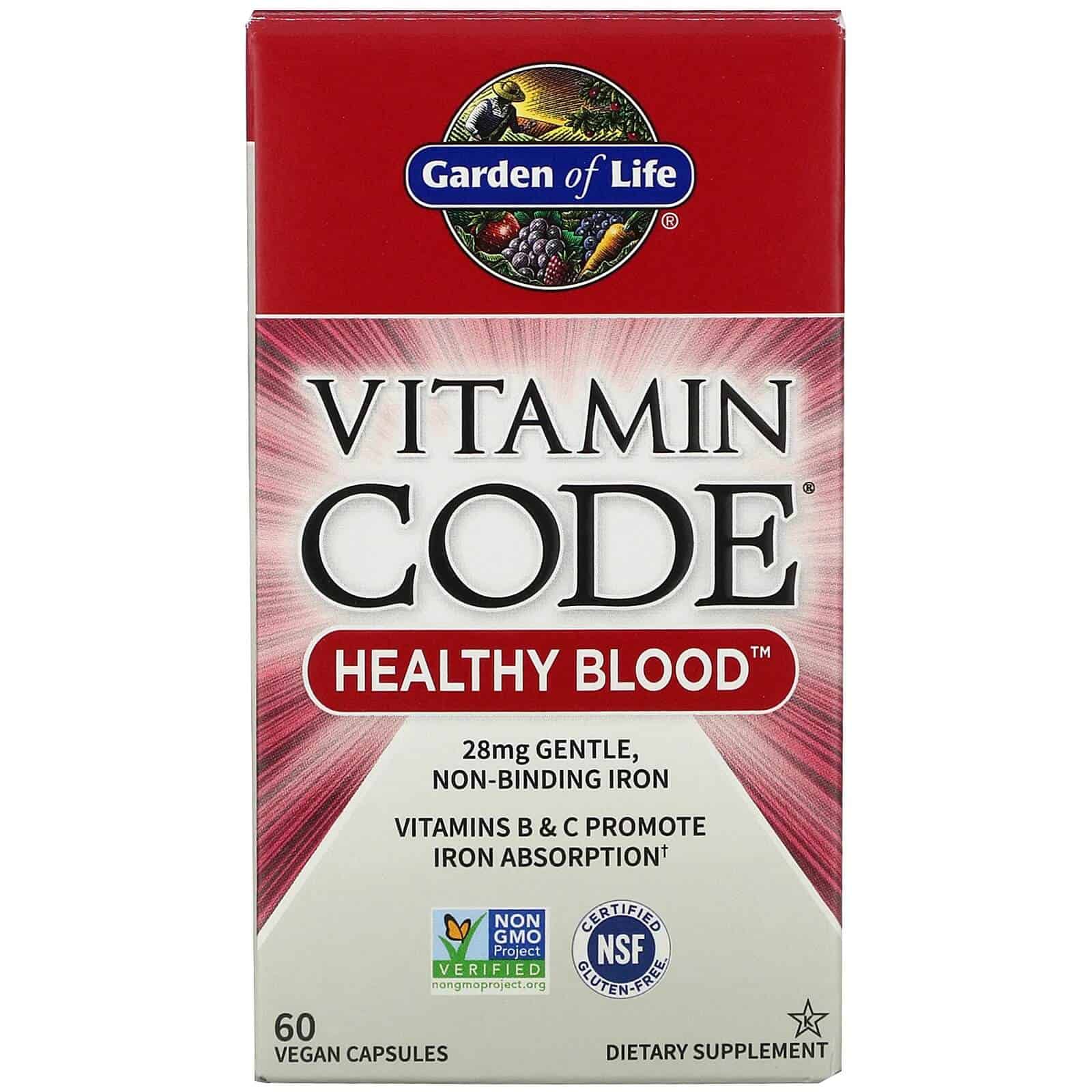 GARDEN OF LIFE Vitamin Code Healthy Blood (Zdrowie krwi) 60 Kapsułek wegetariańskich