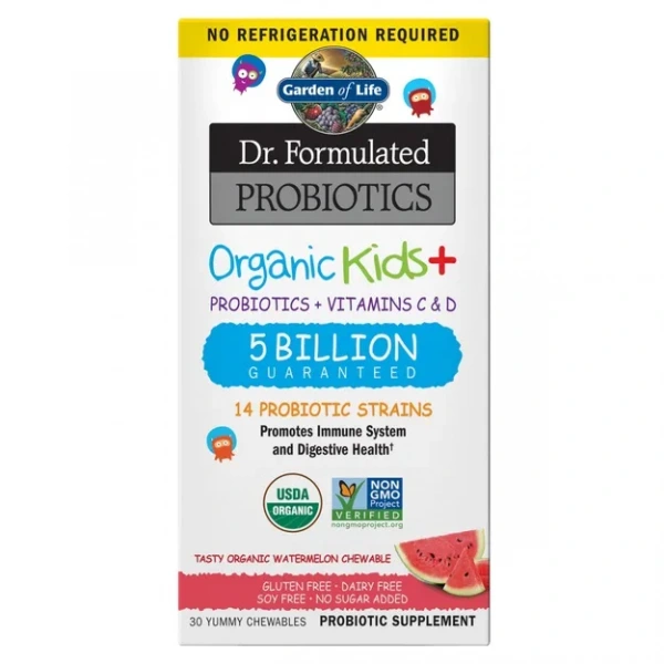 GARDEN OF LIFE Dr. Formulated Probiotics Organic Kids + 30 Watermelon Chewable Tablets