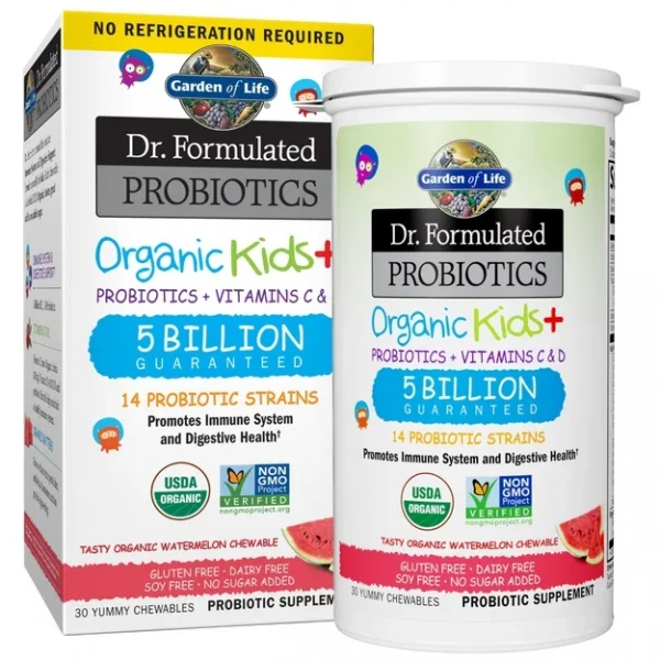 GARDEN OF LIFE Dr. Formulated Probiotics Organic Kids + 30 Watermelon Chewable Tablets