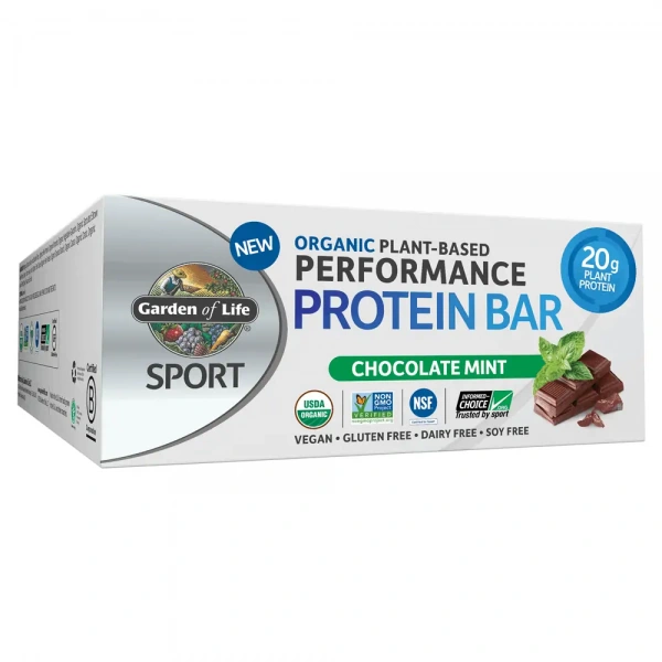 GARDEN OF LIFE SPORT Organic Plant-Based Performance Protein Bars (NSF Certified for Sport) 12x75g Chocolate Mint