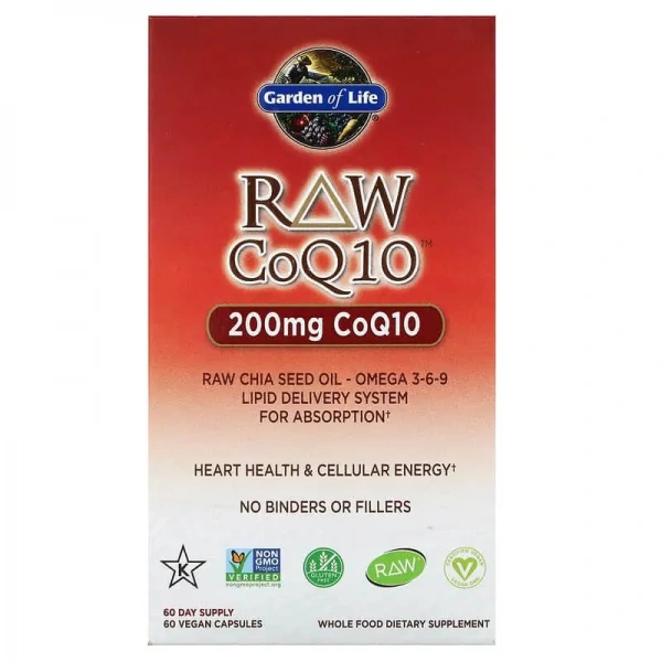 GARDEN OF LIFE RAW CoQ10 (Coenzyme Q10) 60 Vegetarian Capsules