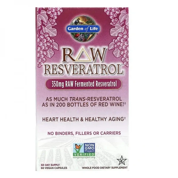 GARDEN OF LIFE RAW Resveratrol (Trans-Resveratrol) 60 Vegetarian Capsules