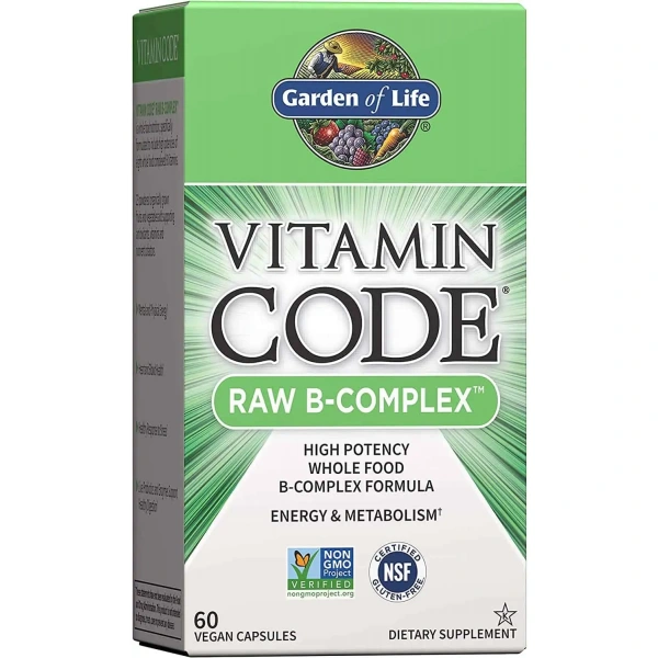 GARDEN OF LIFE Vitamin Code RAW B-Complex (Vegan Vitamin B Complex - Memory and Focus Support) 60 Vcaps