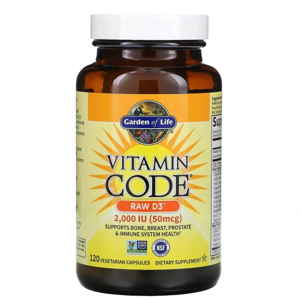 GARDEN OF LIFE Vitamin Code RAW D3 2000 IU 120 Vegetarian capsules