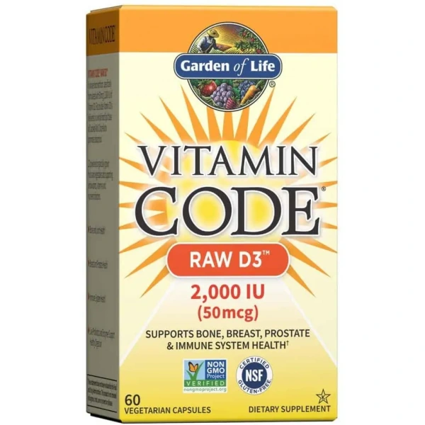 GARDEN OF LIFE Vitamin Code RAW D3 2000 IU 60 Kapsułek wegetariańskich