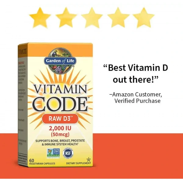 GARDEN OF LIFE Vitamin Code RAW D3 2000 IU 60 Vegetarian capsules