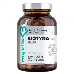 MYVITA Biotyna Silver 2500mcg (Włosy, Skóra, Paznokcie) 120 Kapsułek wegańskich