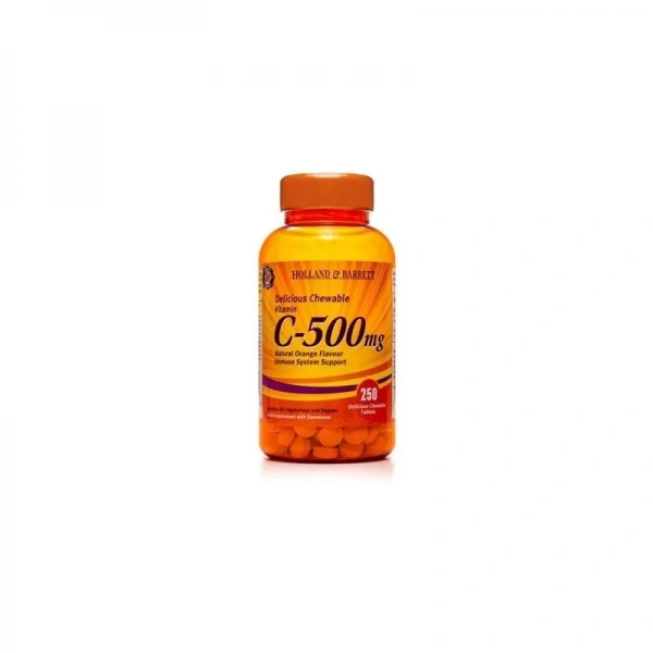 HOLLAND AND BARRETT C-500 Chewable Vitamin C with Rose Hips 250 Tabletek