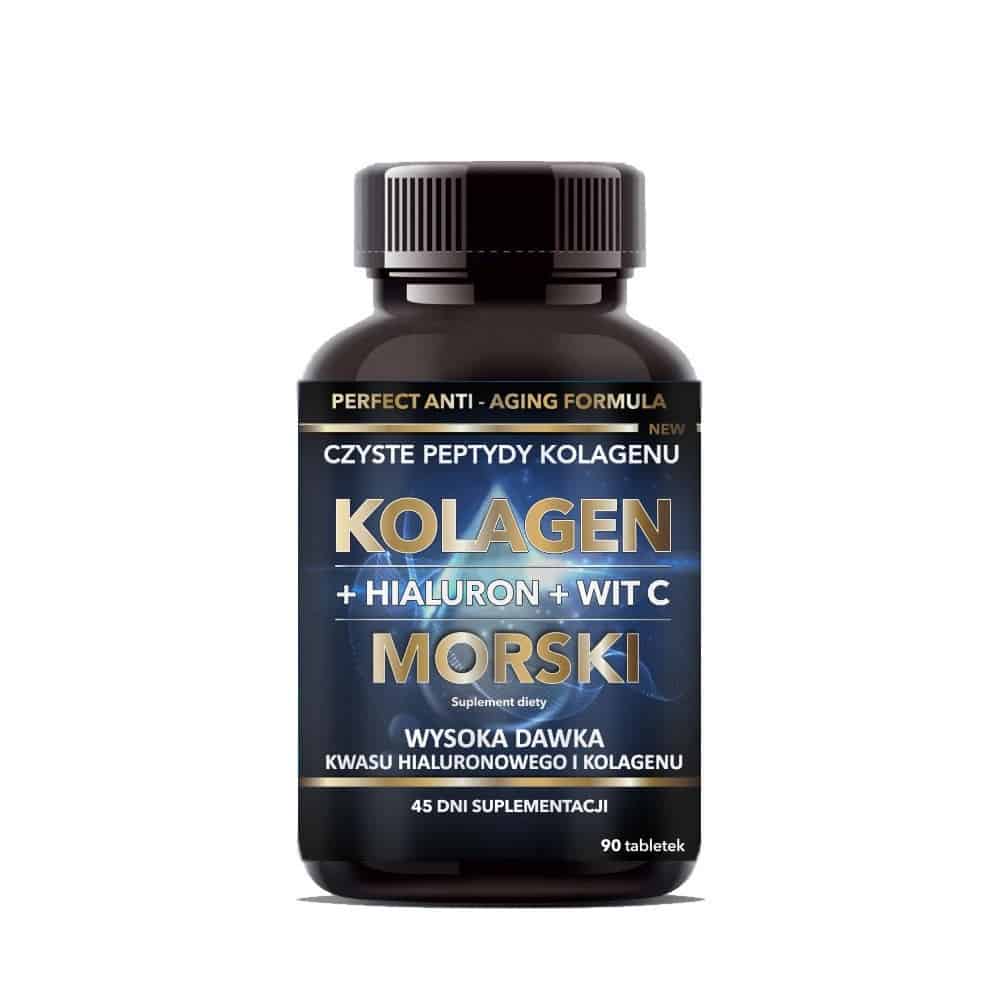 INTENSON Kolagen Morski + Hialuron + Wit C (Kolagen, Kwas hialuronowy, Witamina C) 90 Tabletek
