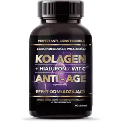 INTENSON Kolagen Anti-Age + Hialuron + Wit C (Kolagen, Kwas hialuronowy, Witamina C) 90 Tabletek