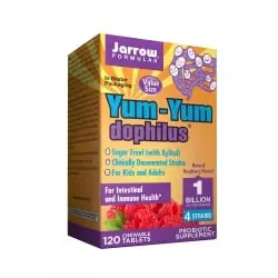 JARROW FORMULAS Yum-Yum Dophilus 1 Billion 120 Chewable Tablets Natural Raspberry