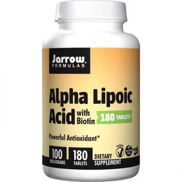 JARROW FORMULAS Alpha Lipoic Acid 100mg (Kwas Alfa Liponowy + Biotyna) 180 Tabletek
