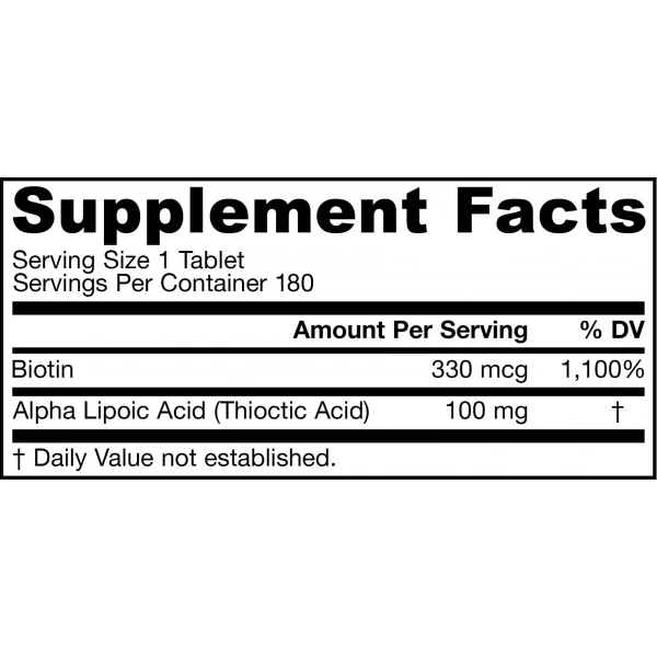 JARROW FORMULAS Alpha Lipoic Acid 100mg + Biotin 180 tablets