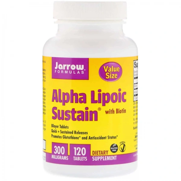 JARROW FORMULAS Alpha Lipoic Sustain + Biotin 300mg (Kwas Alfa Liponowy + Biotyna) 120 Tabletek