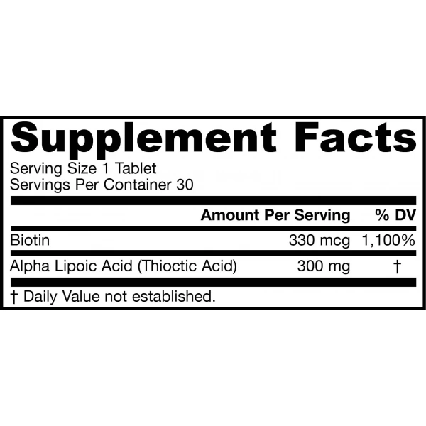 Jarrow Formulas Alpha Lipoic Sustain + Biotin 300 mg ( Kwas Alfa Liponowy + Biotyna) 30 Tabletek