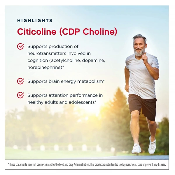 JARROW FORMULAS Citicoline CDP Choline (Cytykolina CDP Cholina - Wspiera Pracę Mózgu) 250mg 120 kapsułek