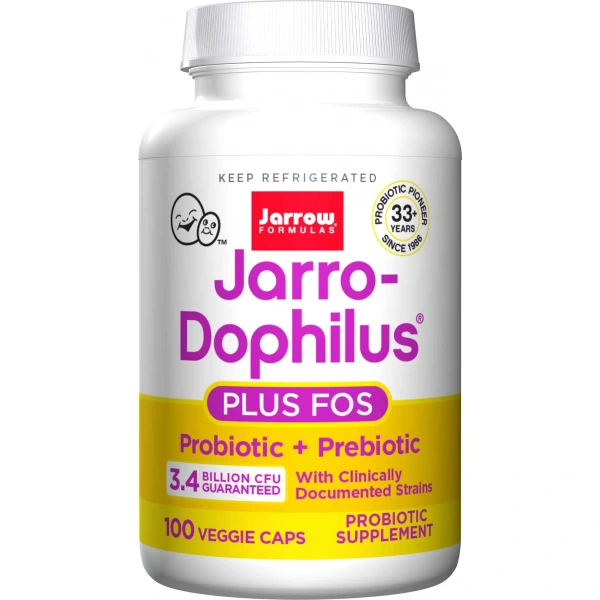 JARROW FORMULAS Jarro-Dophilus + FOS (Mieszanka szczepów probiotycznych oraz fruktooligosacharydy) 100 Kapsułek