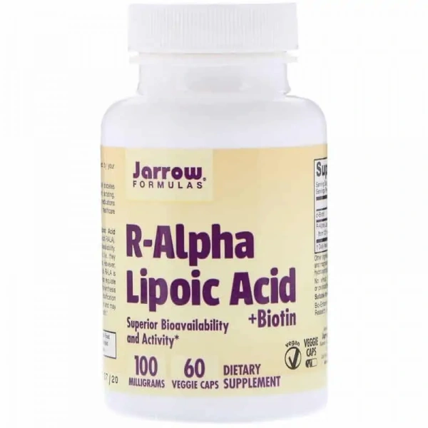 JARROW FORMULAS R-Alpha Lipoic Acid + Biotin (Kwas R-Alfa Liponowy,d-Biotyna) 60 Kapsułek wegetariańskich