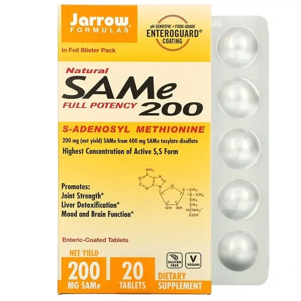 JARROW FORMULAS SAMe 200 S-Adenosyl-L-Methionine 20 Tablets