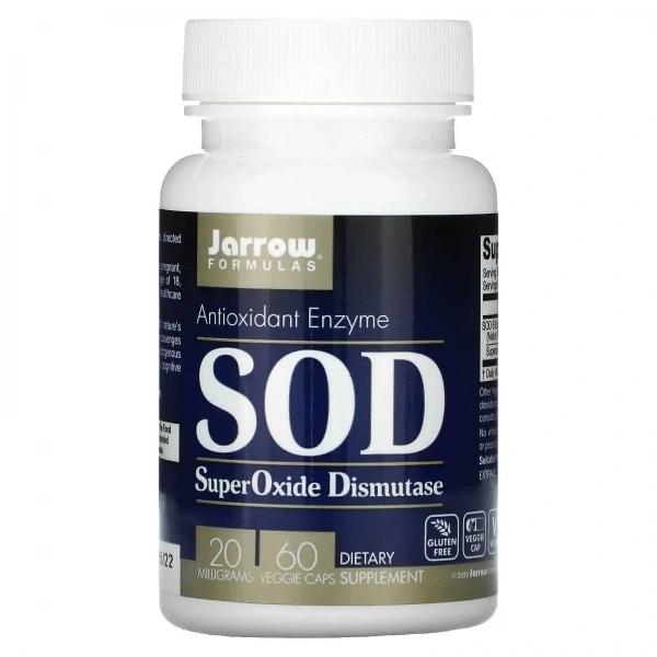 JARROW FORMULAS SOD SuperOxide Dismutase 20mg (Superoxide Dismutase) 60 Vegetarian Capsules