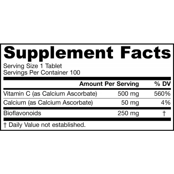 JARROW FORMULAS Vitamin C Buffered + Citrus Bioflavonoids 500mg (Buforowana Witamina C) 100 Tabletek