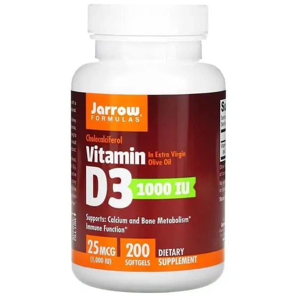JARROW FORMULAS Vitamin D3 1000 IU (Witamina D3) 200 Kapsułek żelowych