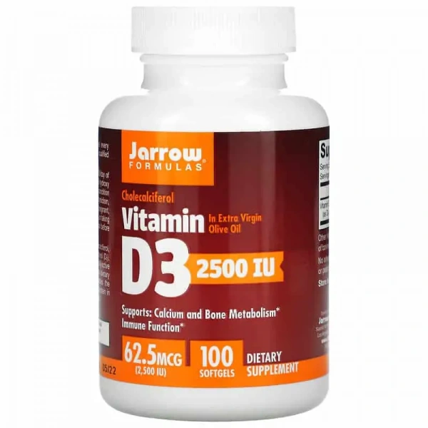 JARROW FORMULAS Vitamin D3 2500IU (Witamina D3) 100 Kapsułek żelowych