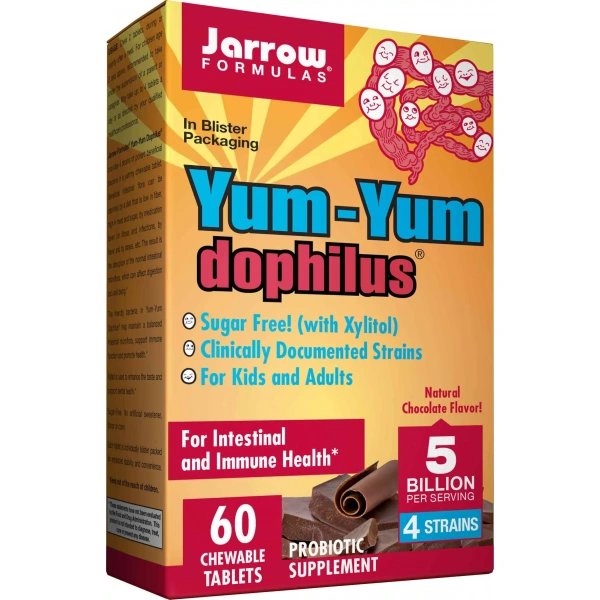 JARROW FORMULAS Yum-Yum Dophilus 5 Billion 60 Tabletek do żucia Czekolada
