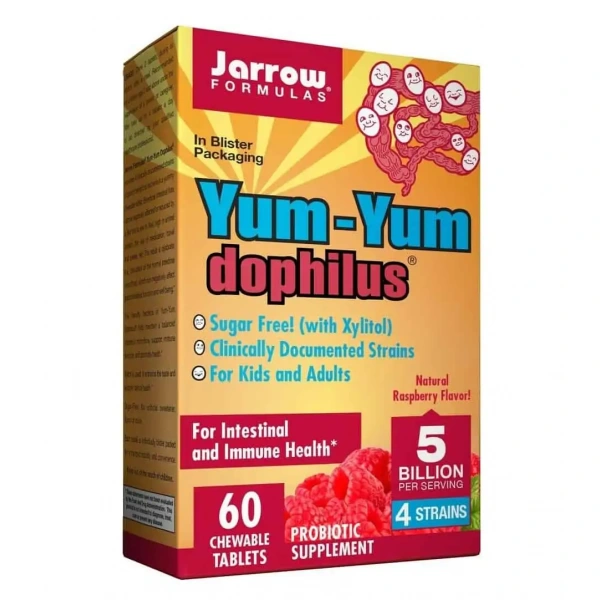 JARROW FORMULAS Yum-Yum Dophilus 5 Billion 60 Tabletek do żucia Malina