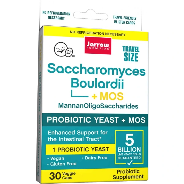 JARROW FORMULAS Saccharomyces Boulardii + MOS (Probiotyk) - 30 kapsułek wegetariańskich