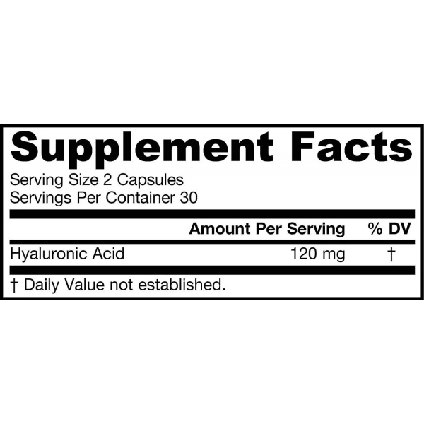 JARROW FORMULAS Hyaluronic Acid (Kwas Hialuronowy) 60 Kapsułek wegetariańskich