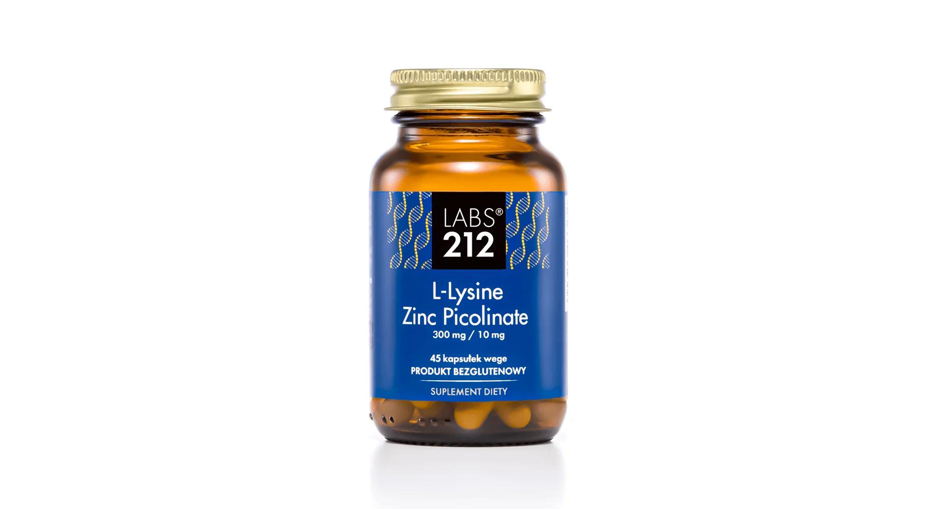 LABS212 L-Lysine Zinc Picolinate (L-lizyna z pikolinianem cynku) 45 Kapsułek wegańskich