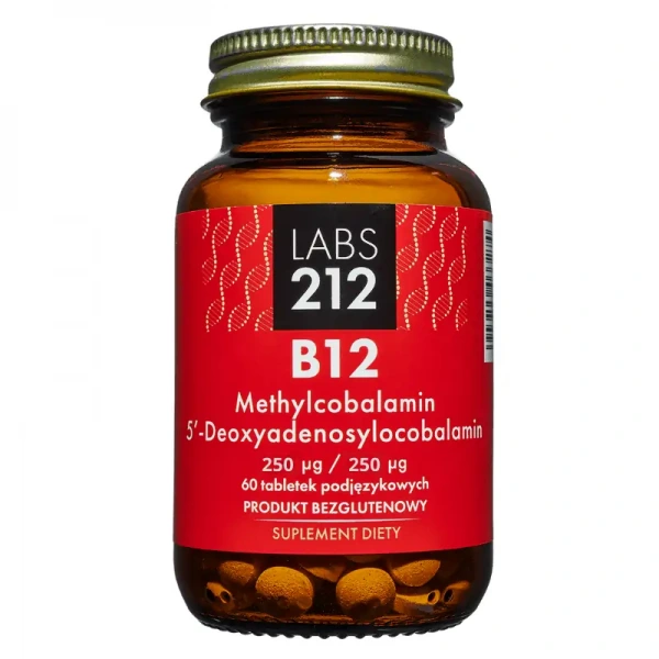 LABS212 B12 Methylcobalamin 5'-Deoxyadenosylcobalamin 60 Sublingual Tablets