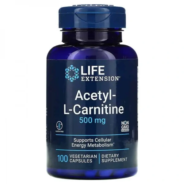 LIFE EXTENSION Acetyl-L-Carnitine 500mg (Acetyl-L-Carnitine ALC) 100 Vegetarian Capsules