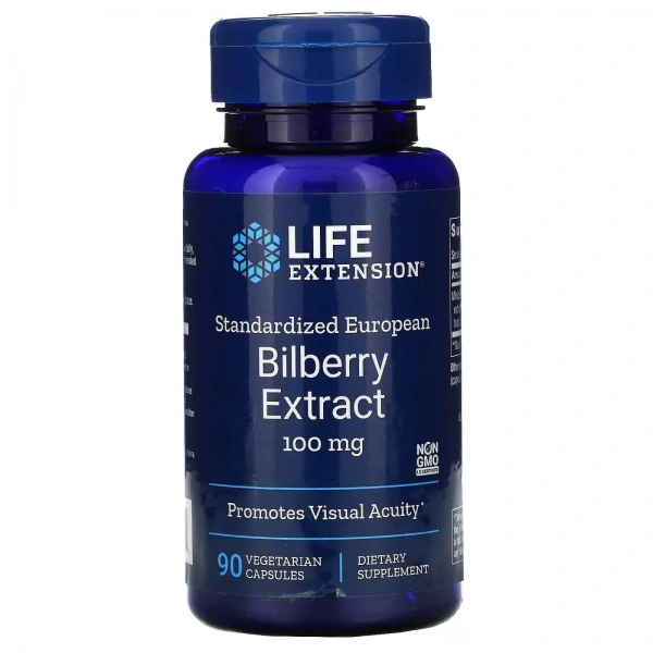 LIFE EXTENSION Bilberry Extract Standardized European (Wsparcie wzroku) 90 Kapsułek wegetariańskich