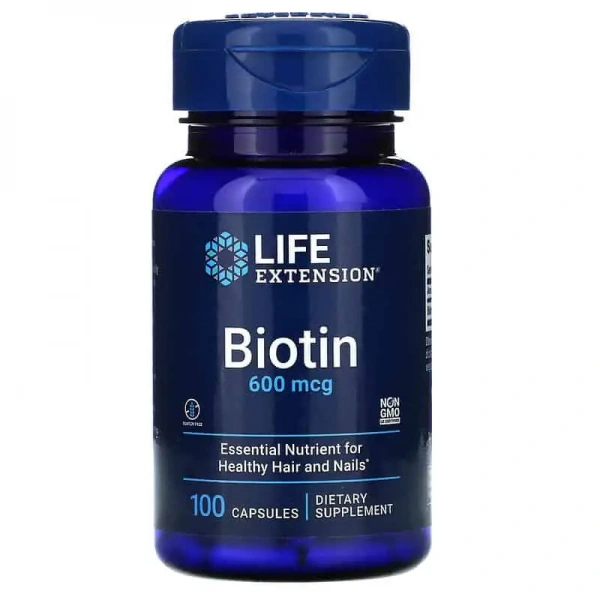 LIFE EXTENSION Biotin (Biotyna, Włosy, Skóra, Paznokcie) 100 Kapsułek