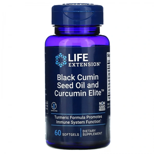 LIFE EXTENSION Black Cumin Seed Oil and Curcumin Elite Turmeric Extract 60 Softgels