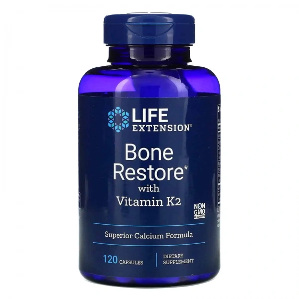 LIFE EXTENSION Bone Restore with Vitamin K2 (Odbudowa kości z Witaminą K2) 120 Kapsułek