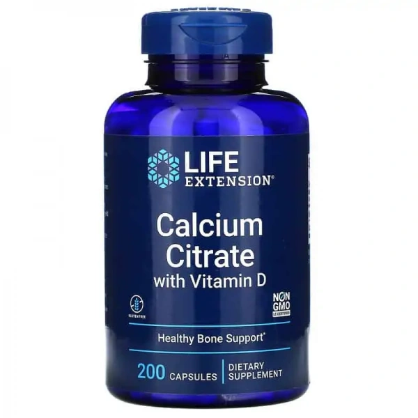 LIFE EXTENSION Calcium Citrate with Vitamin D 200 Kapsułek wegetariańskich