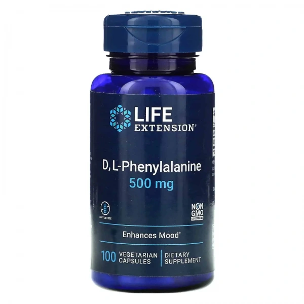 LIFE EXTENSION D L-Phenylalanine (Mood Enhancement) 100 Vegetarian Capsules