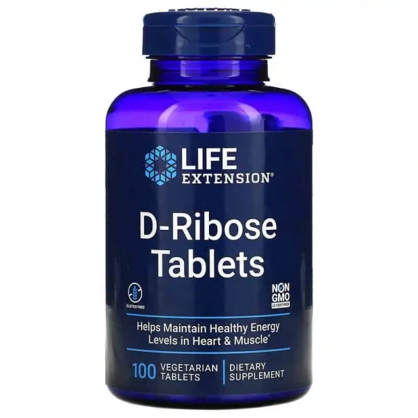 LIFE EXTENSION D-Ribose Tablets (D-Ryboza, Energia komórkowa) 100 Tabletek wegetariańskich